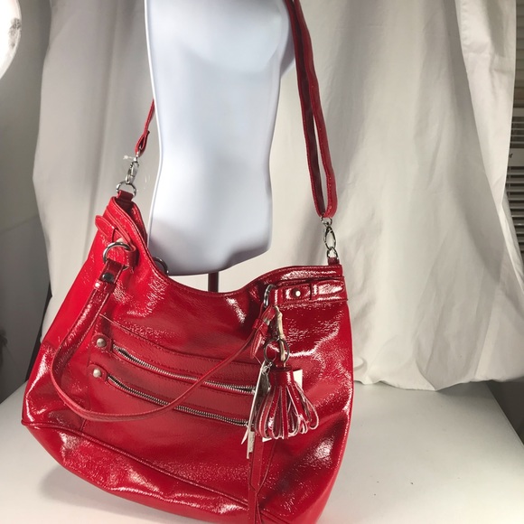 Jessica Simpson Handbags - Jessica Simpson red faux leather tote handbag
